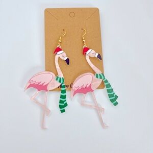 Christmas Flamingo earrings NWT
